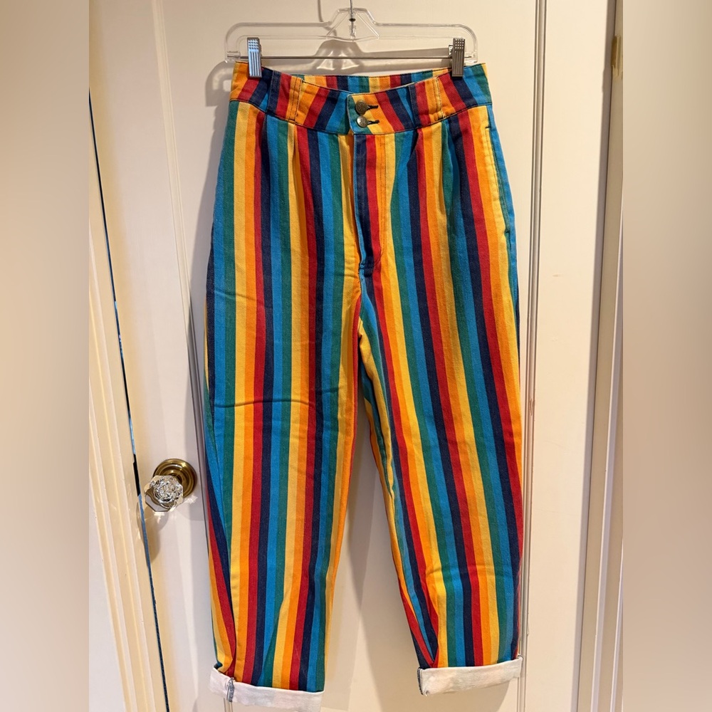 Lucy & Yak Addison Rainbow Stripe Pants 30 x 30 UK Brand Organic Cotton